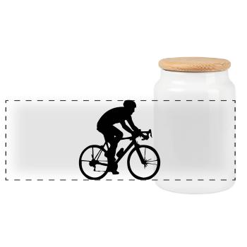 Cyclisme - Boîte à biscuits avec couvercle en bois - blanc - Devant