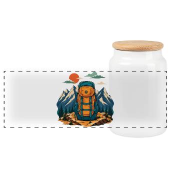Hiking - Mountain Lover - Panoramic Cookie Jar with Wooden Lid - white - Front
