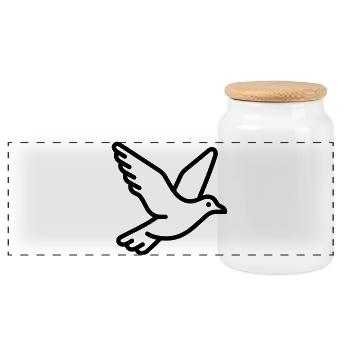 Seagull - Panoramic Cookie Jar with Wooden Lid - white - Front