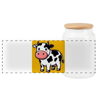 vache - Boîte à biscuits avec couvercle en bois - blanc - Devant