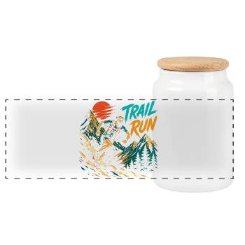 course sur sentier - Boîte à biscuits avec couvercle en bois - blanc - Devant