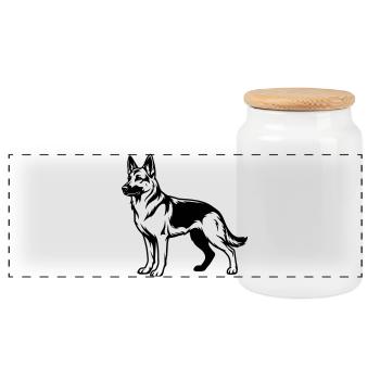 Deutscher Schäferhund - Panorama Keksdose mit Holzdeckel - Weiß - Vorne