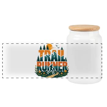 Trail Runner - Panoramic Cookie Jar with Wooden Lid - white - Front