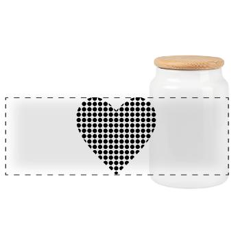 Cœur dans une grille de points – Conception moderne de cœur - Boîte à biscuits avec couvercle en bois - blanc - Devant