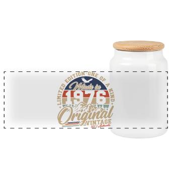 Original 1976 Vintage Vintage Anniversaire Rétro - Boîte à biscuits avec couvercle en bois - blanc - Devant