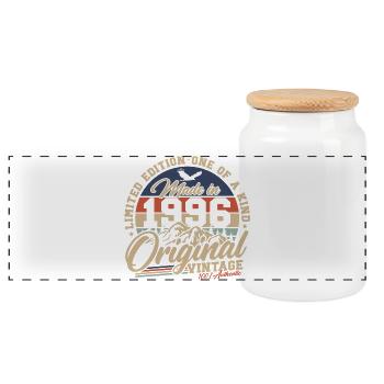 1996 Vintage Vintage Birthday Gift Retro - Panoramic Cookie Jar with Wooden Lid - white - Front