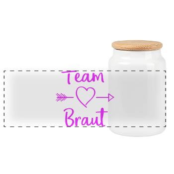 Team Braut Herz Pfeil Design - Panorama Keksdose mit Holzdeckel - Weiß - Vorne