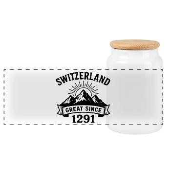 La Suisse Grande depuis 1291 Cap - Boîte à biscuits avec couvercle en bois - blanc - Devant