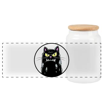 Grimmiger  Kater mit weissem hintergrund  - Panorama Keksdose mit Holzdeckel - Weiß - Vorne