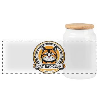 Insigne du Club du Papa Chat - Boîte à biscuits avec couvercle en bois - blanc - Devant