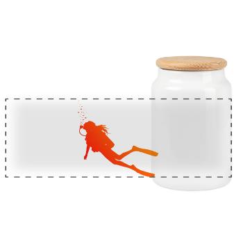 Gift idea for a diving fan with freediving - Panoramic Cookie Jar with Wooden Lid - white - Front
