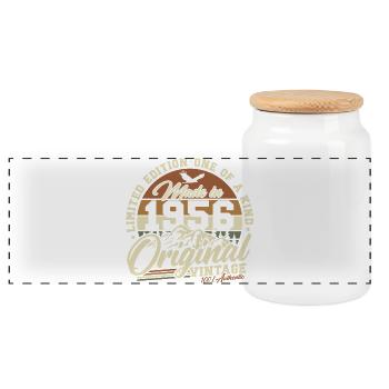 70e anniversaire 1956 Cadeau vintage vintage - Boîte à biscuits avec couvercle en bois - blanc - Devant