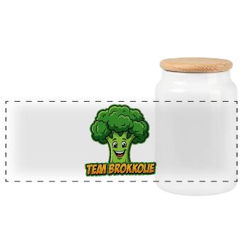 Team Broccoli : Charme des légumes frais - Boîte à biscuits avec couvercle en bois - blanc - Devant