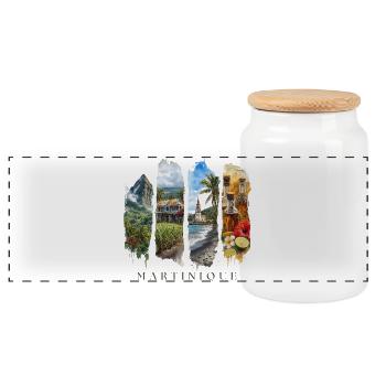Martinique Travel – Karibik Strand & Kultur Motiv - Panorama Keksdose mit Holzdeckel - Weiß - Vorne