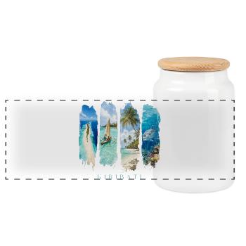 Kiribati Urlaub Travel – Südsee Strand & Ozean - Panorama Keksdose mit Holzdeckel - Weiß - Vorne