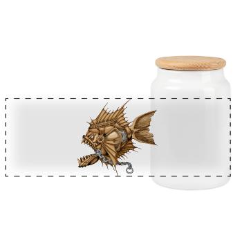 Machine Rétro Tueuse de Piranhas Steampunk - Boîte à biscuits avec couvercle en bois - blanc - Devant