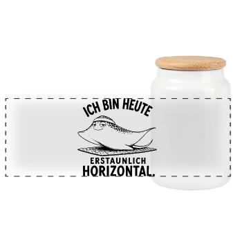Pilates-Rochen | Lustiger Pilates Spruch | Fitness - Panorama Keksdose mit Holzdeckel - Weiß - Vorne