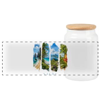 Nauru Urlaub Travel – Südsee Insel & Strand - Panorama Keksdose mit Holzdeckel - Weiß - Vorne