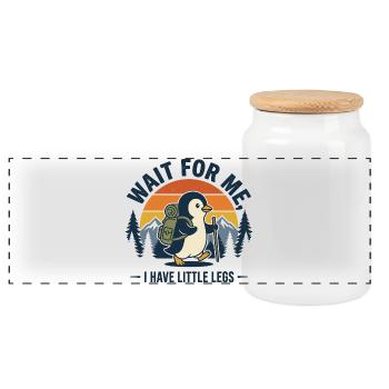 Hiking - Outdoor Adventure - Wait For Me - Panoramic Cookie Jar with Wooden Lid - white - Front