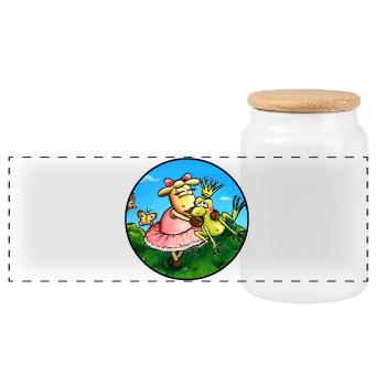 Prince Grenouille mouton - Boîte à biscuits avec couvercle en bois - blanc - Devant