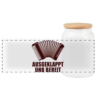 Akkordeon - Ausgeklappt und bereit - Panorama Keksdose mit Holzdeckel - Weiß - Vorne