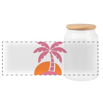 Coucher de soleil rétro en palmier - Boîte à biscuits avec couvercle en bois - blanc - Devant