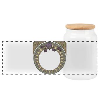 Cercle Y des Iris Art Nouveau - Boîte à biscuits avec couvercle en bois - blanc - Devant