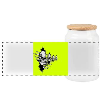 Collier squelette jaune fluo - Boîte à biscuits avec couvercle en bois - blanc - Devant