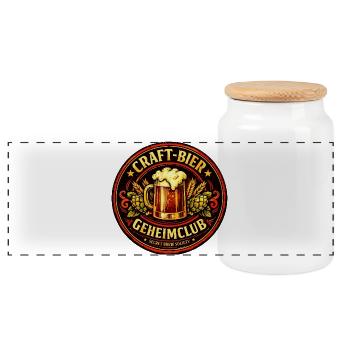 Craft-Bier Geheimclub, die Außergewöhnlichen - Panorama Keksdose mit Holzdeckel - Weiß - Vorne