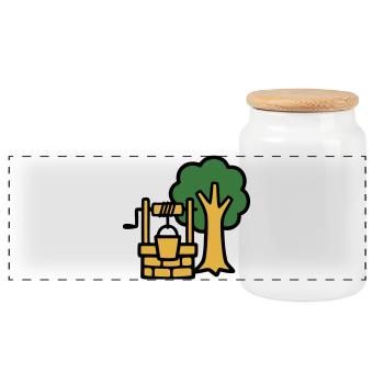 Draw Fountain Village Logo - Boîte à biscuits avec couvercle en bois - blanc - Devant