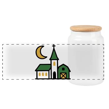 Œuvres d’art de la lune de l’église du village - Boîte à biscuits avec couvercle en bois - blanc - Devant