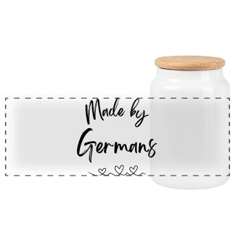 Fabriqué par des Allemands - Boîte à biscuits avec couvercle en bois - blanc - Devant