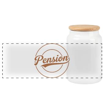 Pension nicht mehr zuständig Pensionär - Panorama Keksdose mit Holzdeckel - Weiß - Vorne