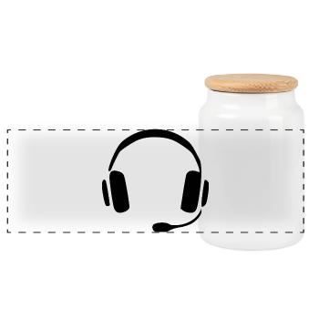 Cadeau casque audio - Boîte à biscuits avec couvercle en bois - blanc - Devant