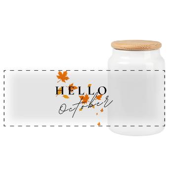 Bonjour octobre | Conception des feuilles d’automne - Boîte à biscuits avec couvercle en bois - blanc - Devant