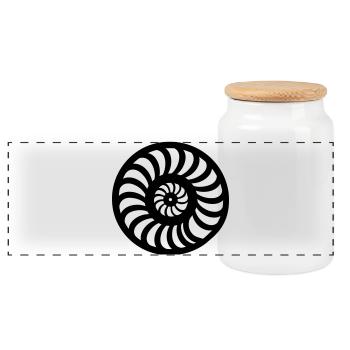 Ammonite - Panoramic Cookie Jar with Wooden Lid - white - Front