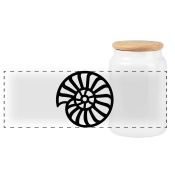 Ammonite - Panoramic Cookie Jar with Wooden Lid - white - Front