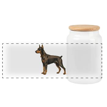Dobermann Pinscher in Retro style - Panoramic Cookie Jar with Wooden Lid - white - Front