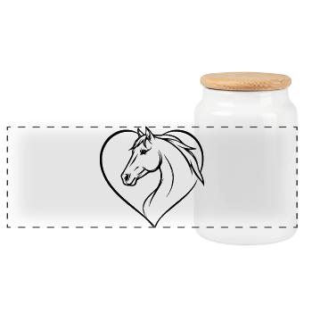 Cavalier de cadeau de cœur de cheval - Boîte à biscuits avec couvercle en bois - blanc - Devant