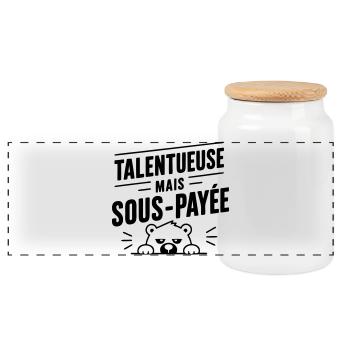 Talentueuse mais sous-payée | Humour Travail - Boîte à biscuits avec couvercle en bois - blanc - Devant