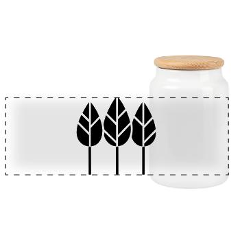 Gardener Three Trees Horticulture Motif - Panoramic Cookie Jar with Wooden Lid - white - Front