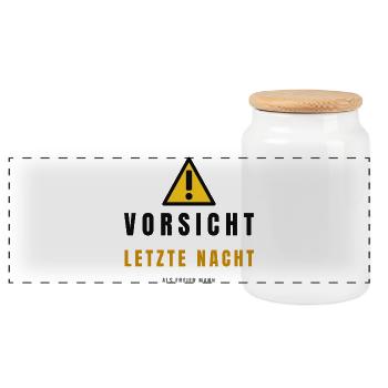 Vorsicht Letzte Nacht Freier Mann - Panorama Keksdose mit Holzdeckel - Weiß - Vorne