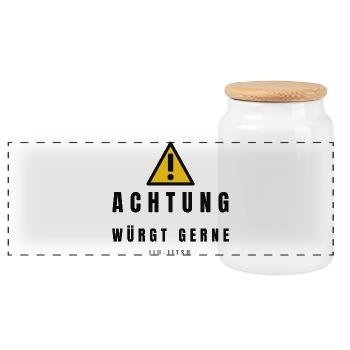 Achtung Jiu Jitsu Warnzeichen - Panorama Keksdose mit Holzdeckel - Weiß - Vorne