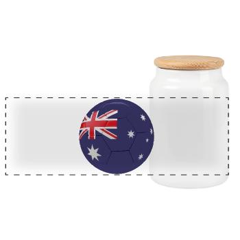 AUSTRALIENS FLAGGE AUF EINEM FUSSBALL - Panorama Keksdose mit Holzdeckel - Weiß - Vorne