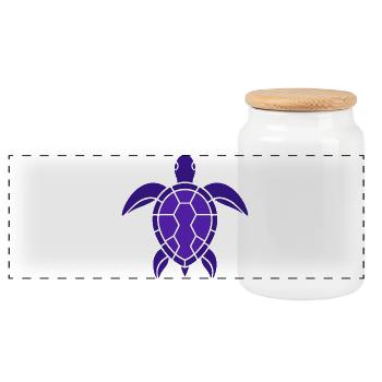 Tortue - Boîte à biscuits avec couvercle en bois - blanc - Devant