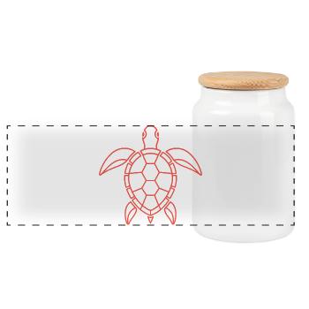 Tortue - Boîte à biscuits avec couvercle en bois - blanc - Devant