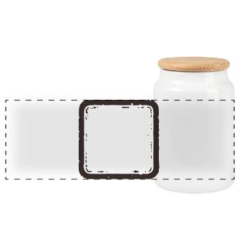 Grunge Square Stamp Frame Vintage Rubber Border Se - Panoramic Cookie Jar with Wooden Lid - white - Front