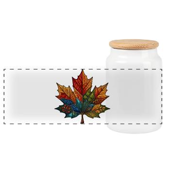 Kaléidoscope Feuille d’Automne - Boîte à biscuits avec couvercle en bois - blanc - Devant