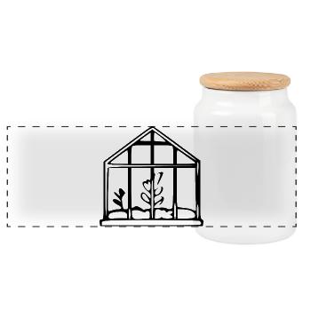 Greenhouse Garden Gardener Gift - Panoramic Cookie Jar with Wooden Lid - white - Front