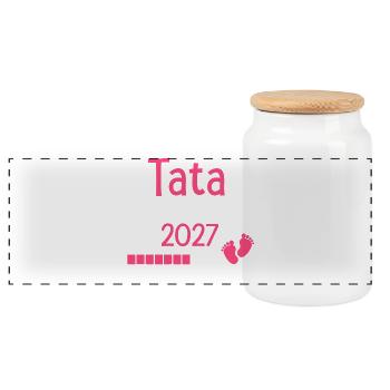 Tata en 2027 cadeau future Tante humour - Boîte à biscuits avec couvercle en bois - blanc - Devant